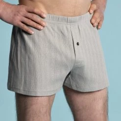 Vendor-unknown SHAUN 100% Organic Cotton Luxury Jacquard Mesh Boxers (Coconut Button)