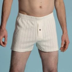 Vendor-unknown SHAUN 100% Organic Cotton Luxury Jacquard Mesh Boxers (Coconut Button)