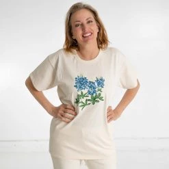 T-Shirts SONOMA Printed 100% Organic Cotton T-shirt (Made In USA) - Blue Flower