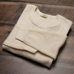 T-Shirts TACOMA 100% Organic Cotton Waffle Knit Long-Sleeve Pullover (USA) (Unisex)