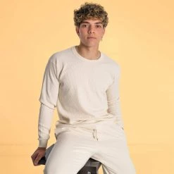 T-Shirts TACOMA 100% Organic Cotton Waffle Knit Long-Sleeve Pullover (USA) (Unisex)