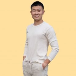 T-Shirts TACOMA 100% Organic Cotton Waffle Knit Long-Sleeve Pullover (USA) (Unisex)