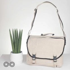 Vendor-unknown ShoesBags&More Evanston Deluxe Hemp Messenger Courier Bag (With Handle & Shoulder Strap)