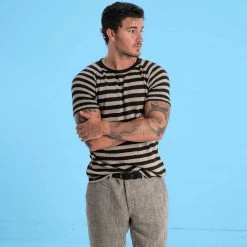 Vendor-unknown Men TRIBECA 100% Organic Hemp Striped T-shirt Top